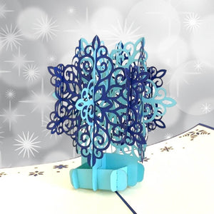Handmade Aqua & Navy Blue Snowflake Pop Up Card - Pop Up Christmas Cards