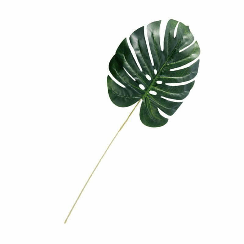 Artificial Large Green Monstera Leaf with Stem