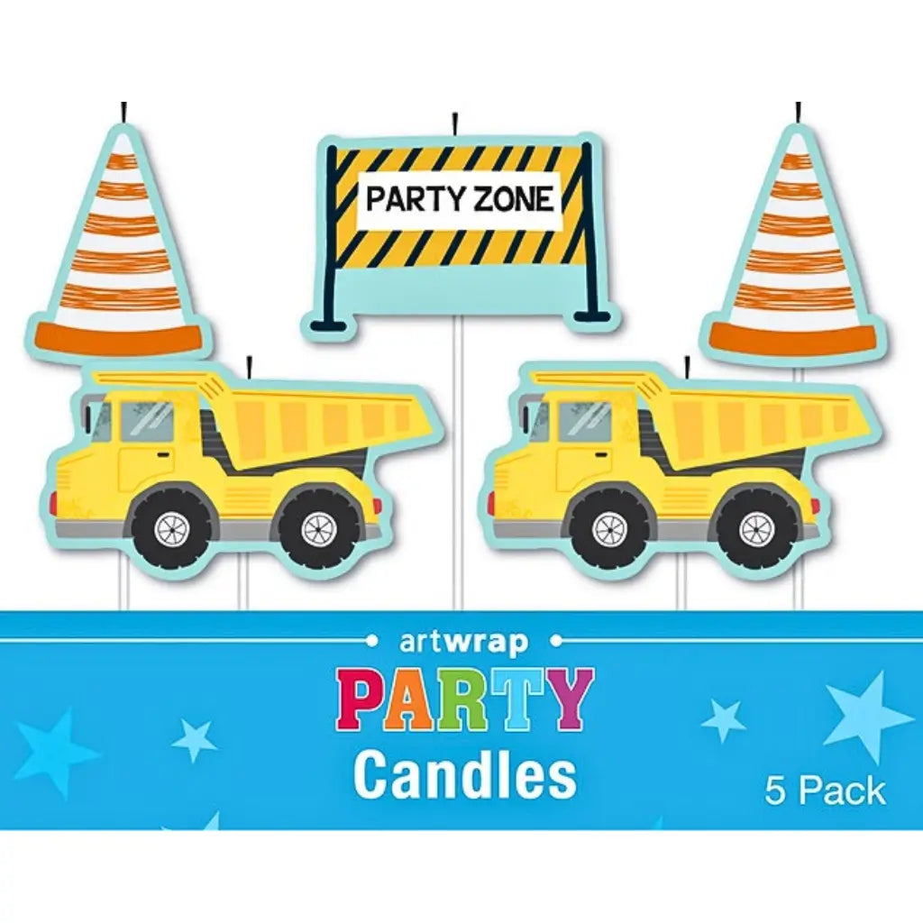 Artwrap Construction Party Zone cake candles 5 pack
