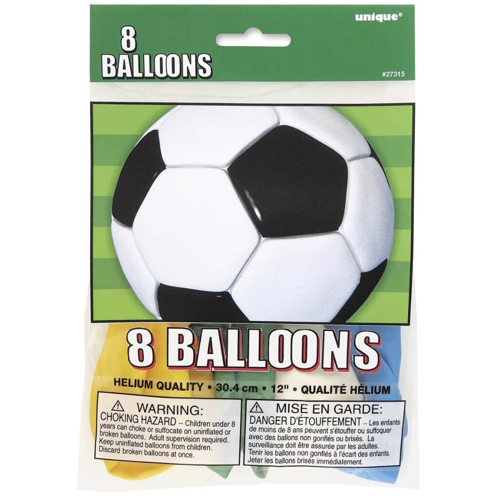 12-inch 3D Soccer Printed Latex Balloons 8pk