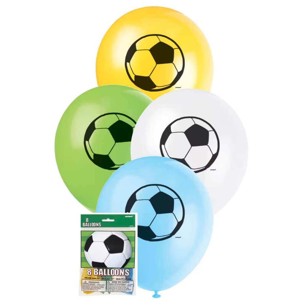 12-inch 3D Soccer Printed Latex Balloons 8pk