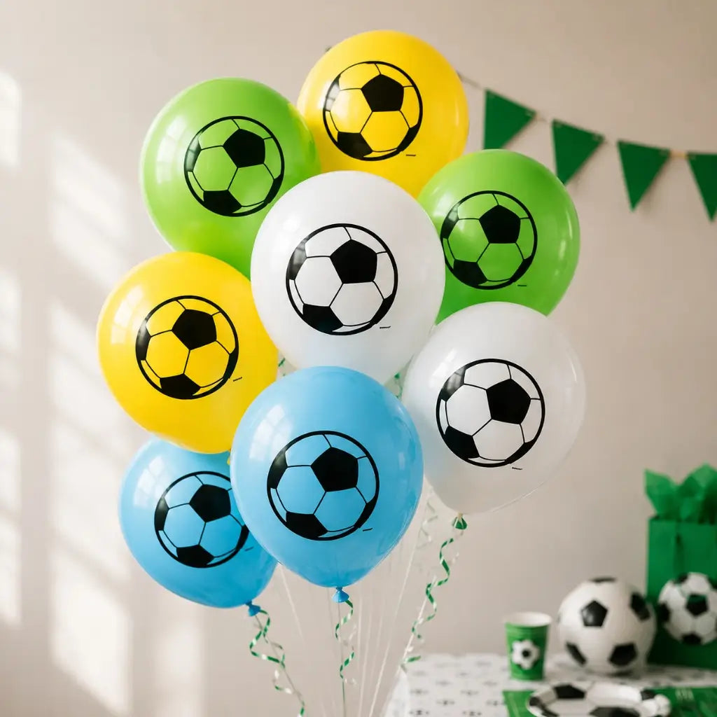 Pack of 8 12-inch 3D Soccer Printed Latex Balloons