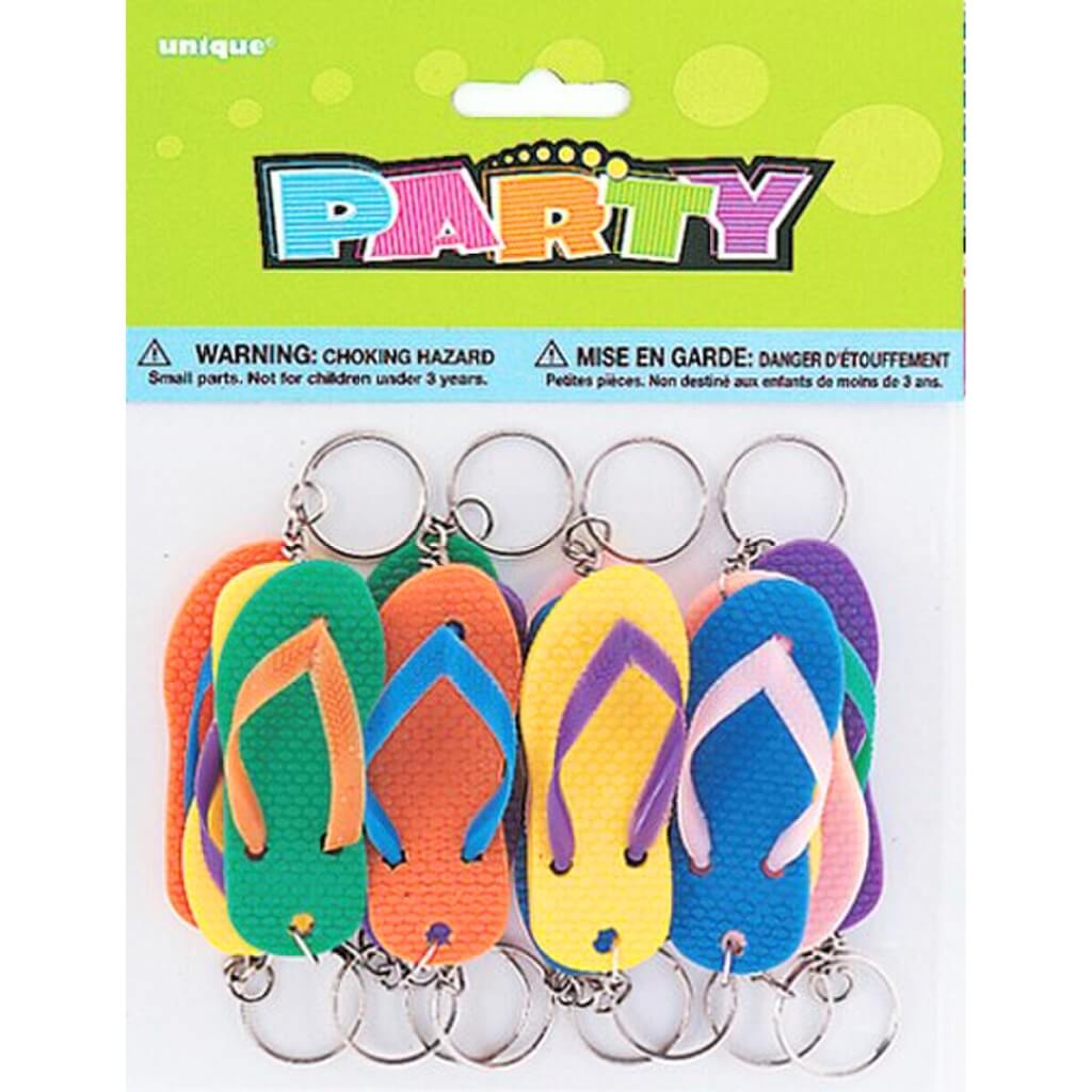 Assorted Coloured Flip Flop Keychains 12pk