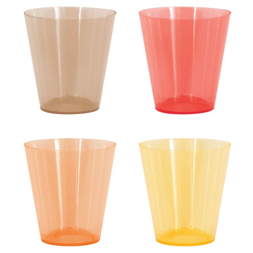 Assorted Colour Boho Plastic Shot Glasses 20pk – 2oz Reusable Partyware