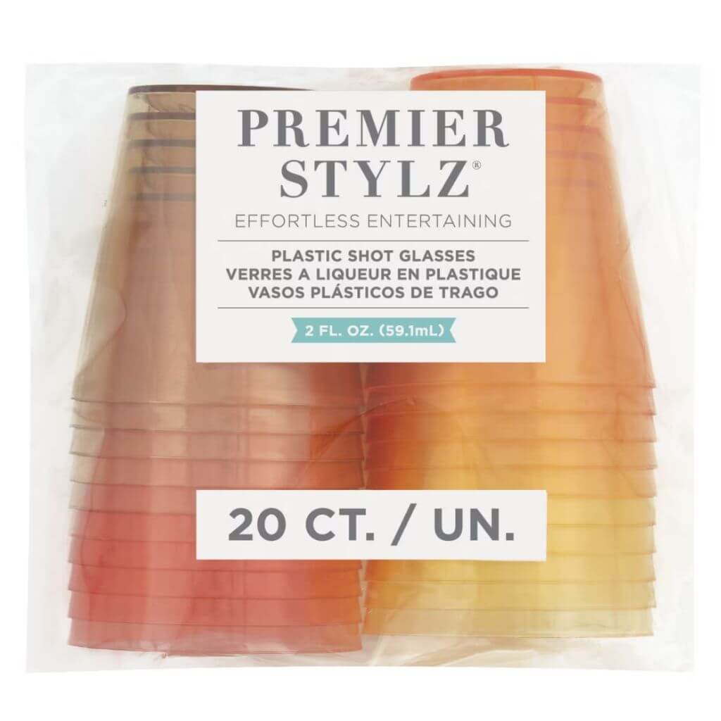 Assorted Colour Boho Plastic Shot Glasses 20pk – 2oz Reusable Partyware