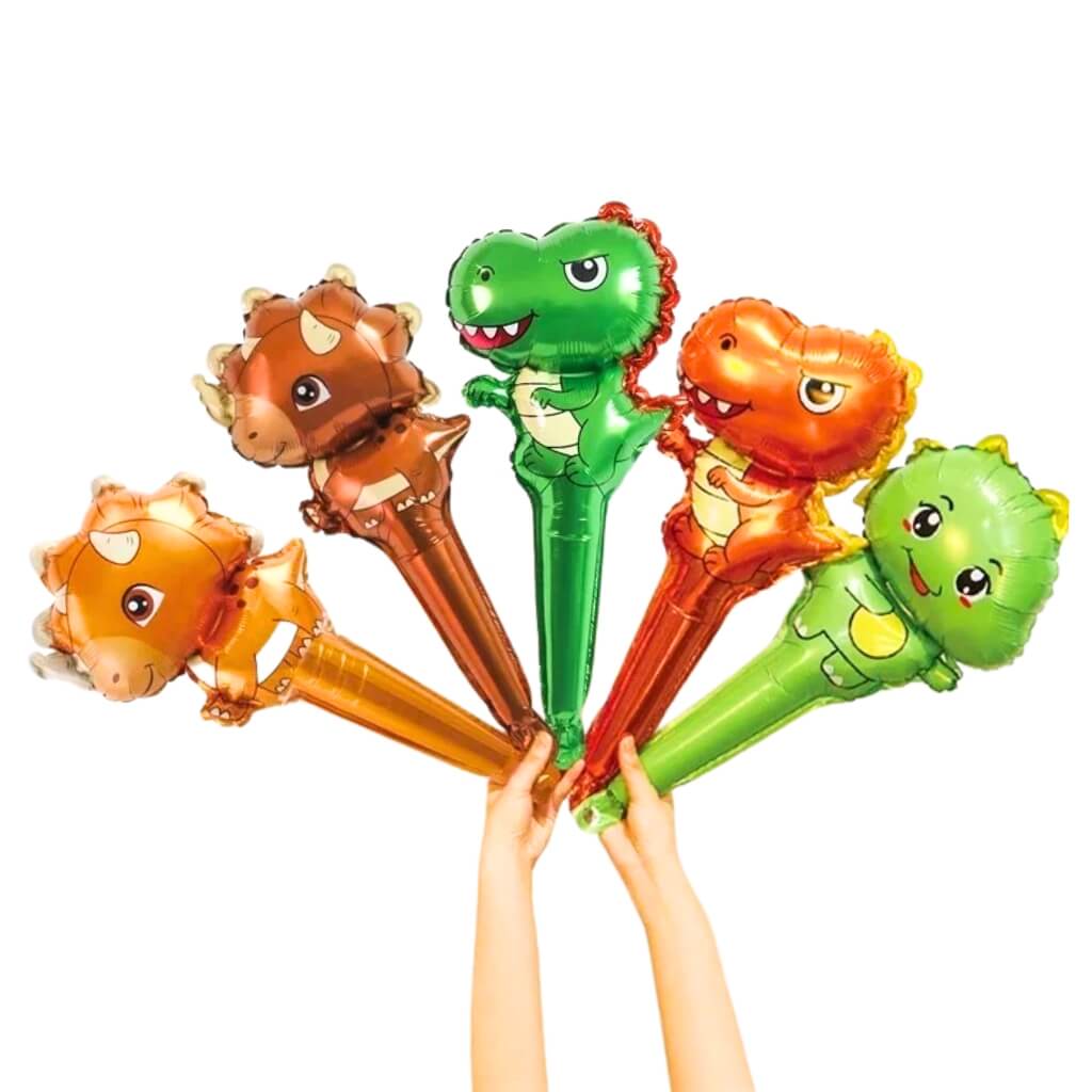 Assorted Dinosaur Handheld Foil Balloons 5pk