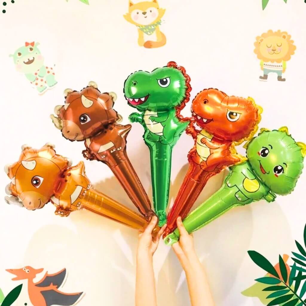Assorted Dinosaur Handheld Foil Balloons 5pk