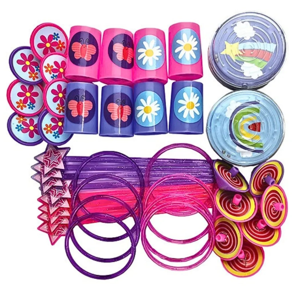 48 pack kids party favours assorted toys flowers stars