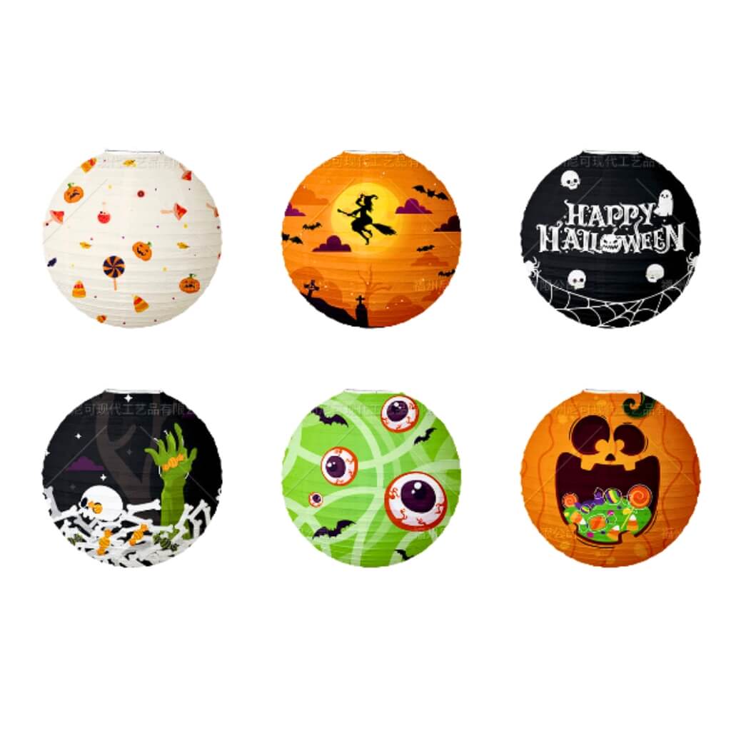 Assorted Halloween Lantern Hanging Decorations 6pk