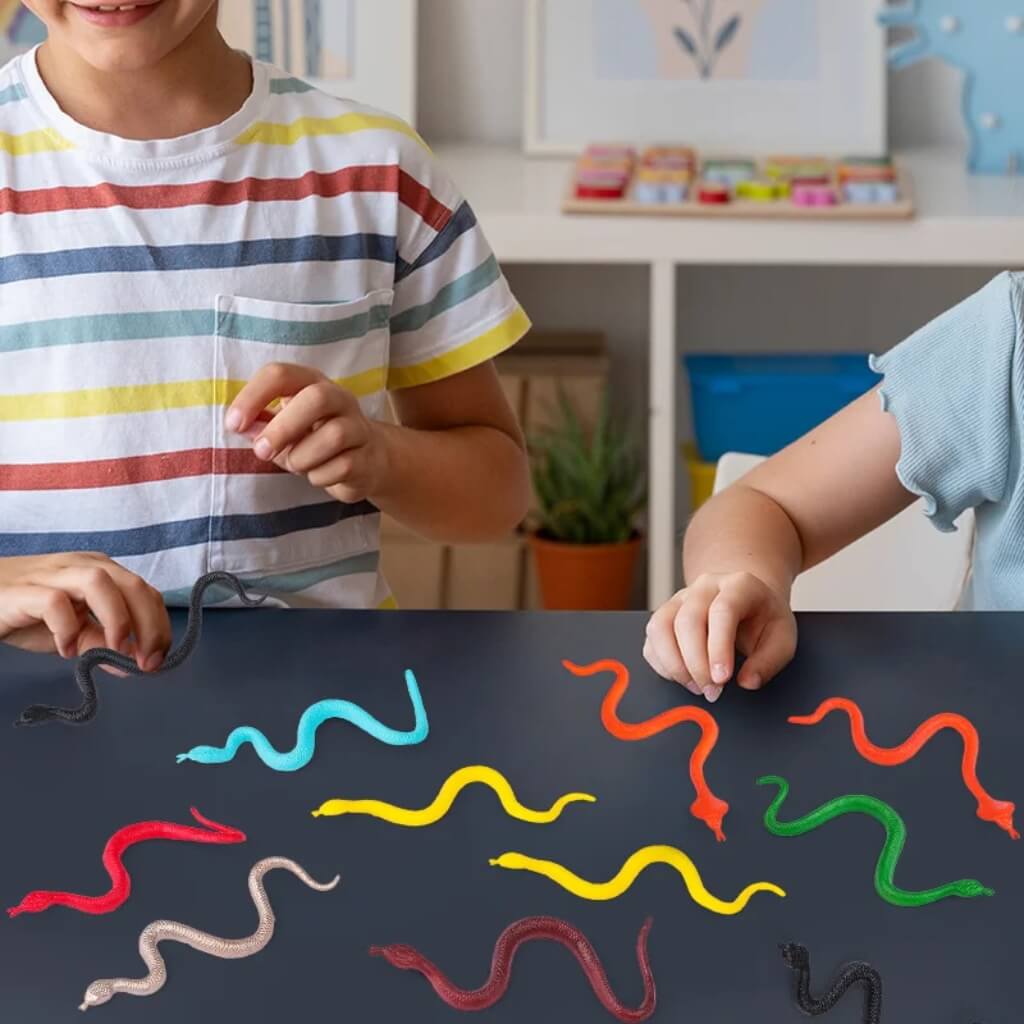 Pack of 12 Assorted Plastic Snake Toys – Kids Birthday Party Favours