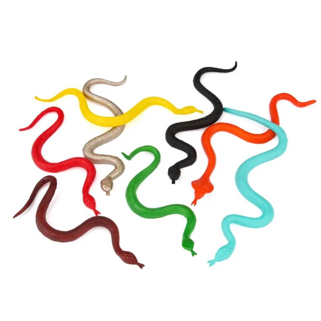 Pack of 12 Assorted Plastic Snake Toys – Kids Birthday Party Favours