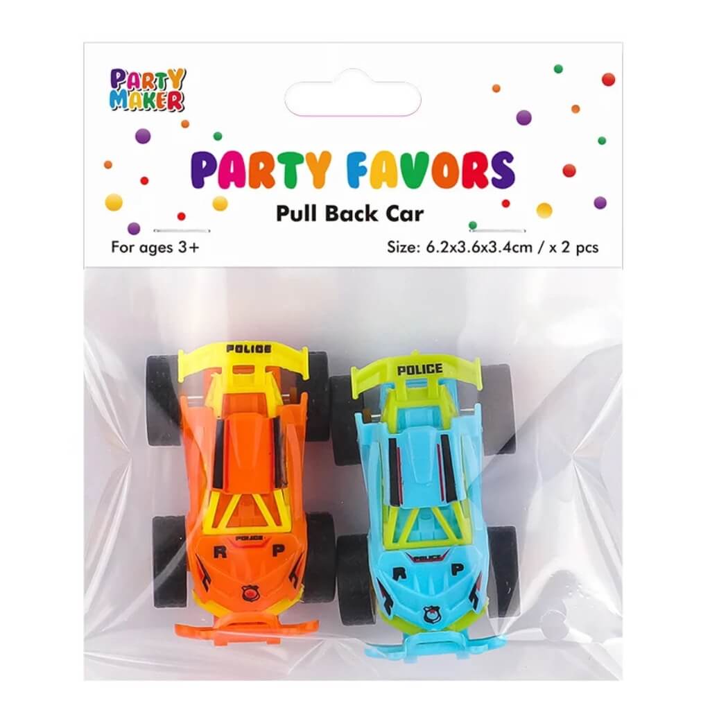 Pack of 2 Pull Back Racing Cars - Fast Mini Car Toys for Kids Party favours