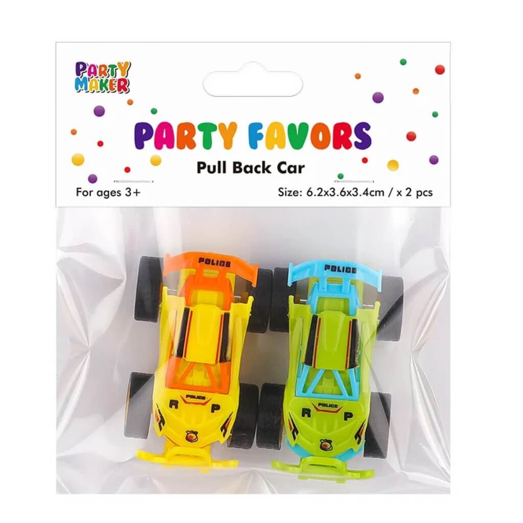 Pack of 2 Pull Back Racing Cars - Fast Mini Car Toys for Kids Party favours