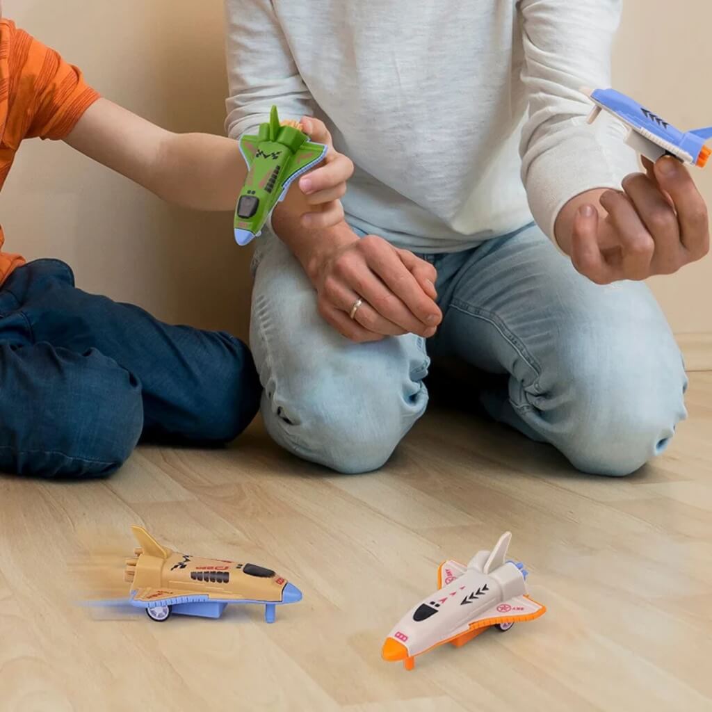 Pack of 2 Pull Back Space Shuttle Spaceship Toys – Outer Space Birthday Party Favours for Kids