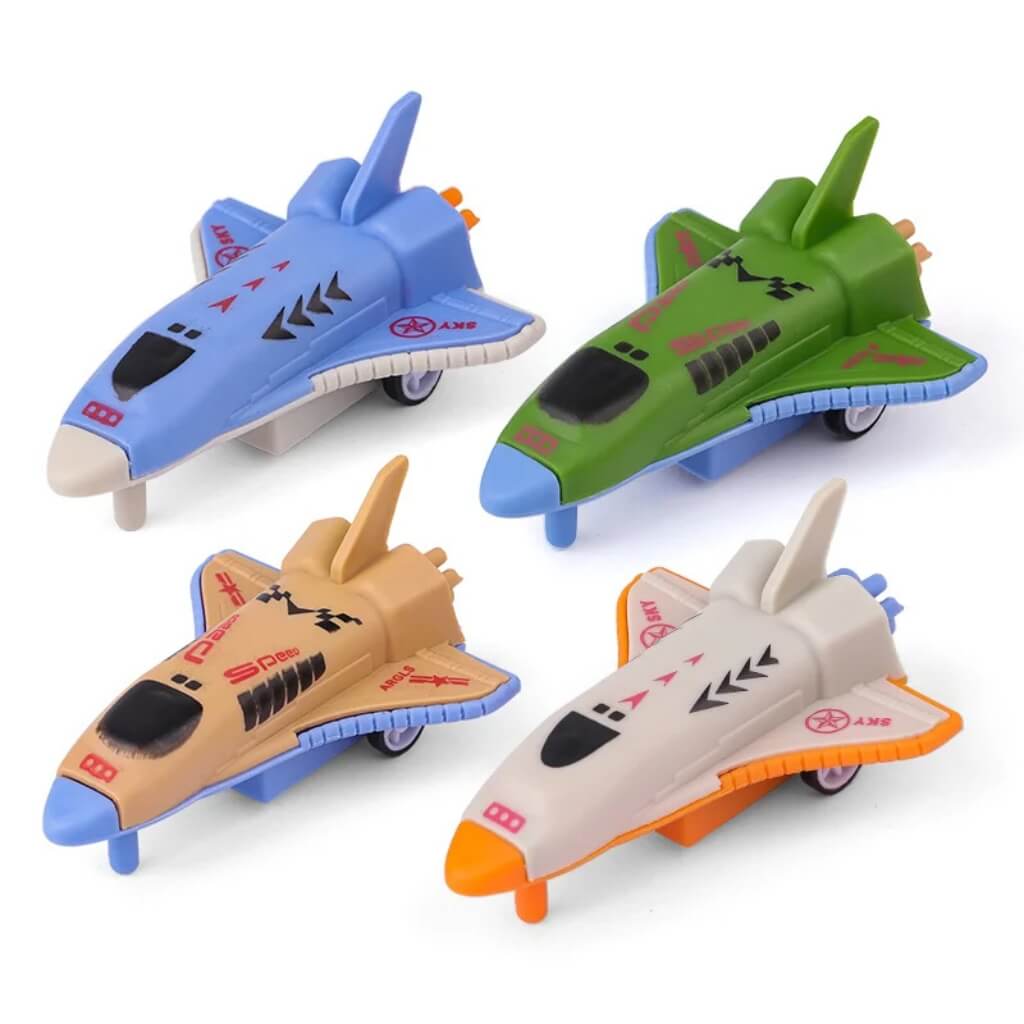 Pack of 2 Pull Back Space Shuttle Spaceship Toys – Outer Space Birthday Party Favours for Kids