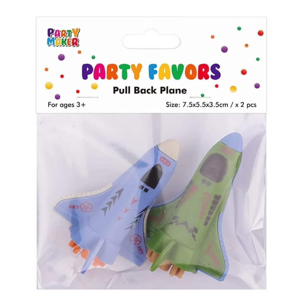 Pack of 2 Pull Back Space Shuttle Spaceship Toys – Outer Space Birthday Party Favours for Kids