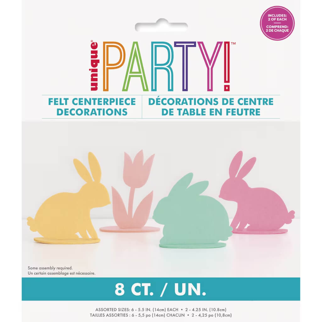 Felt Bunny Table Centrepiece Decorations 8pk