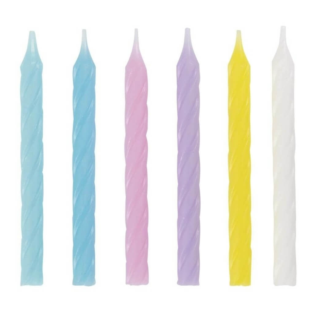 Assorted Spiral Pastel Birthday Candles 24pk cake decorations party supplies
