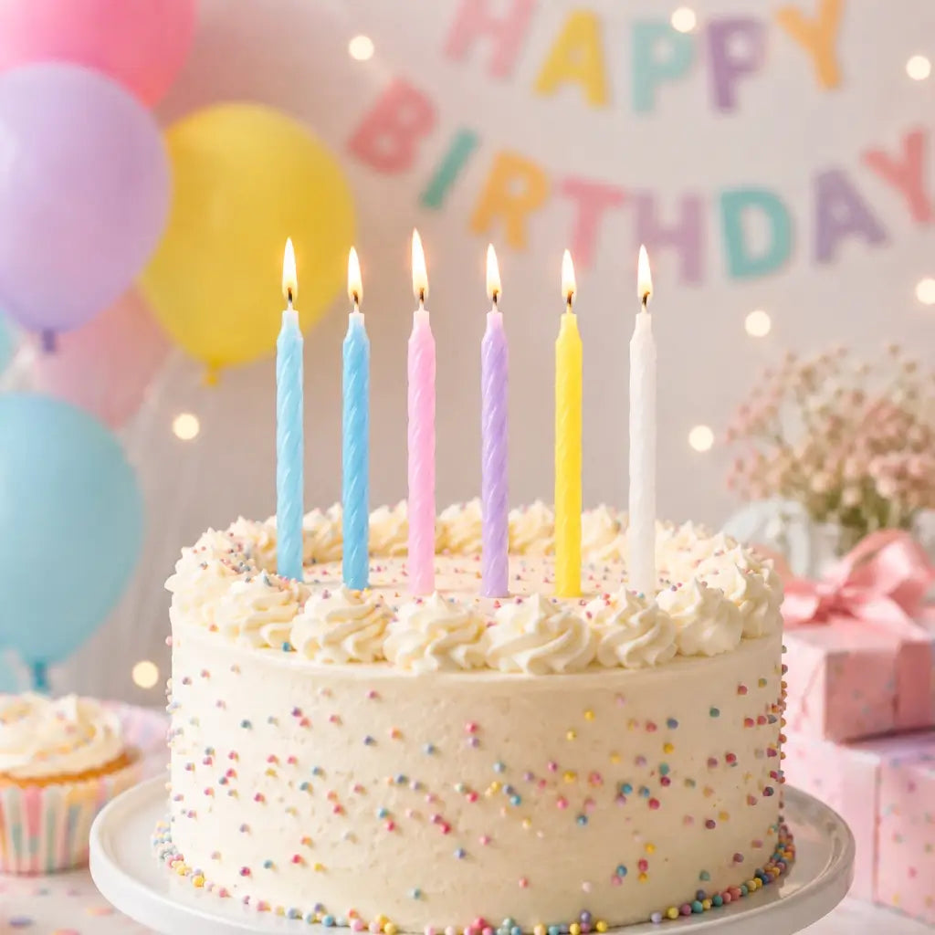 Assorted Spiral Pastel Birthday Candles 24pk