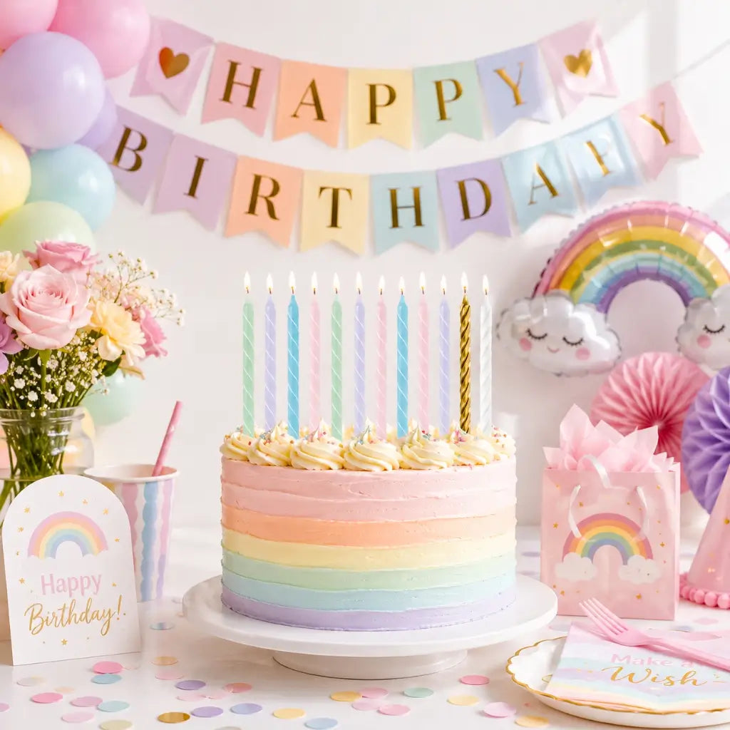 Assorted Pastel Spiral Tall Candles 12.7cm 12pk