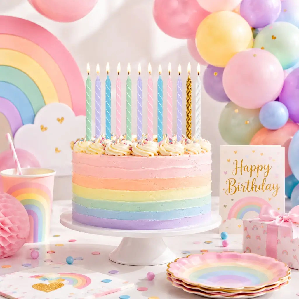 Assorted Pastel Spiral Tall Candles 12.7cm 12pk