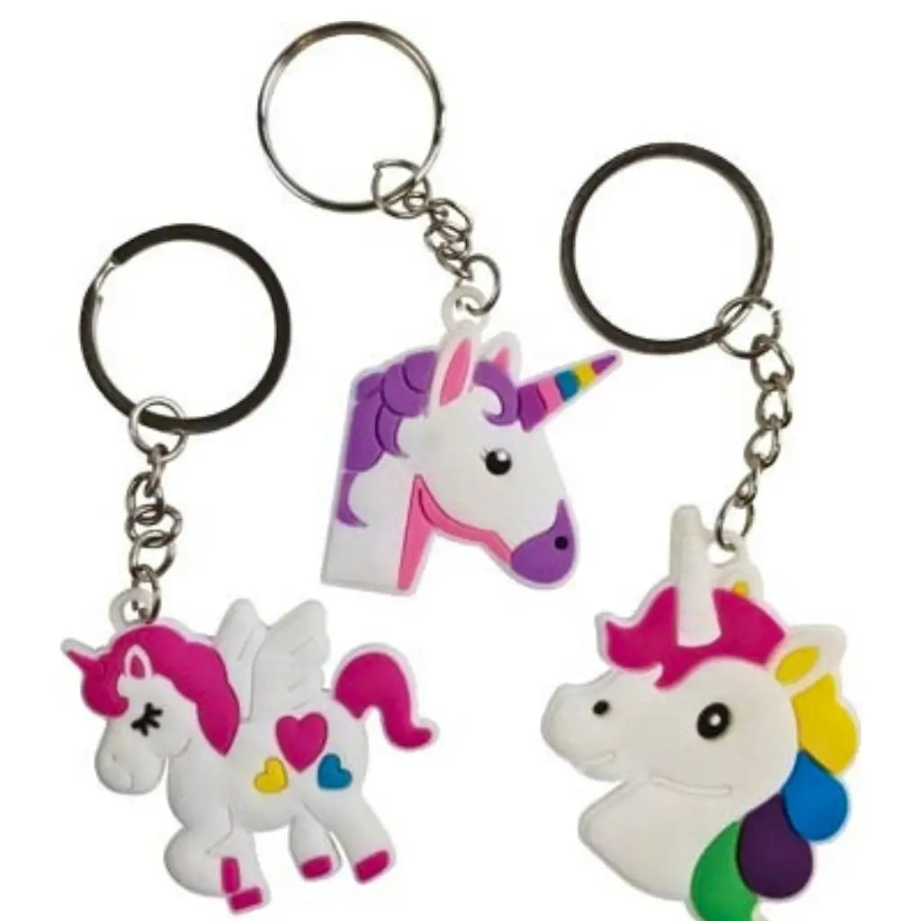 Colourful unicorn keyrings for children’s party favour bags