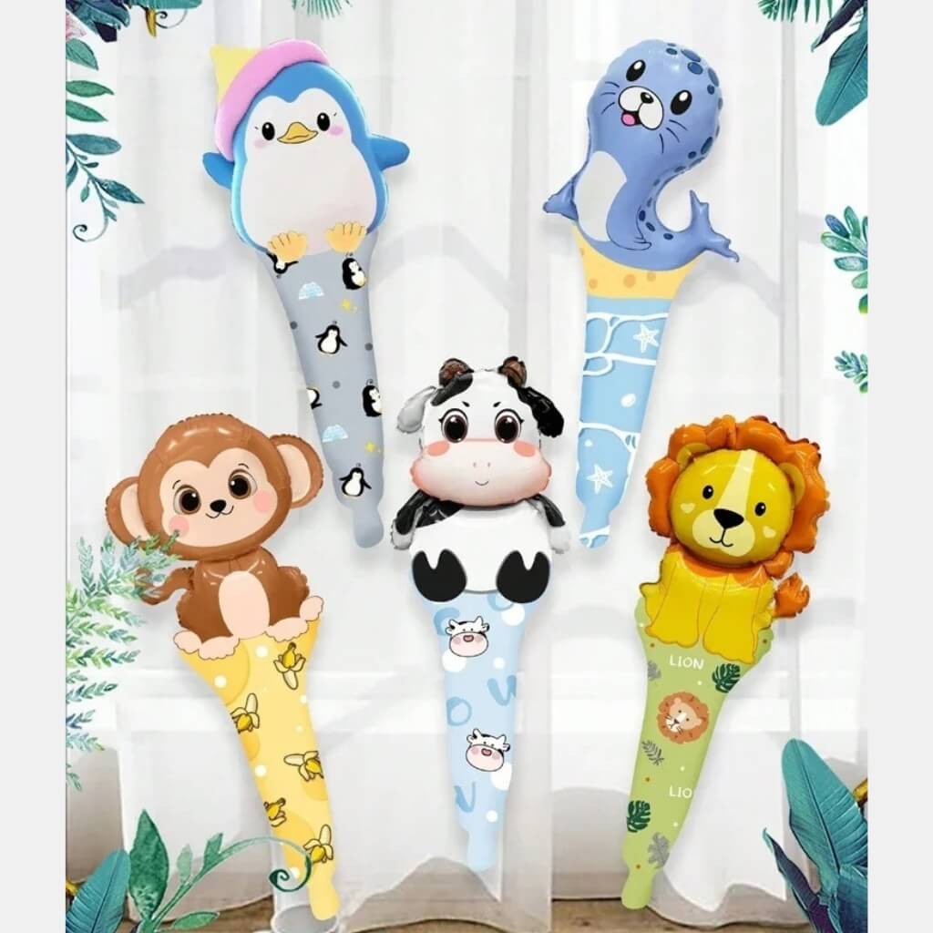 Pack of 5 Cute Wild Animal Handheld Foil Balloons