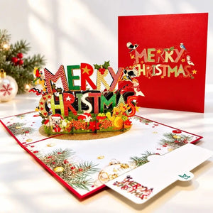  Australian birds and animals 3D Christmas greeting card displayed with festive decorations