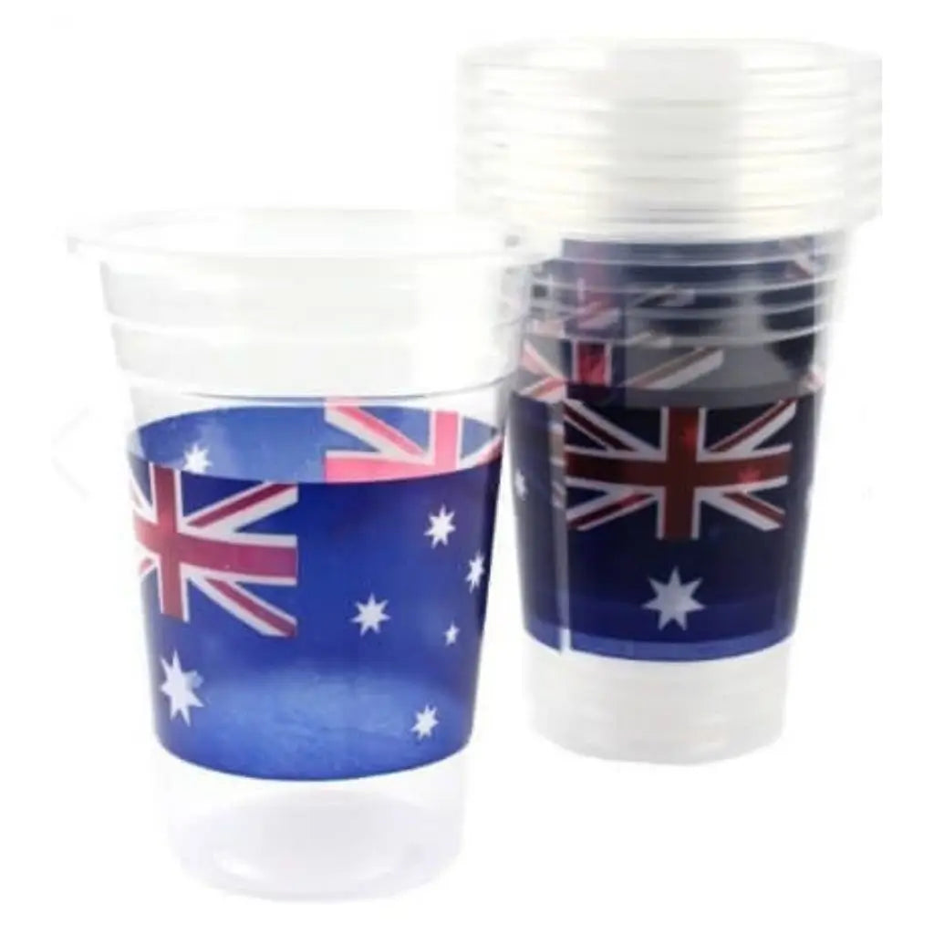 Australian Flag Clear Plastic Cups 473ml 8pk