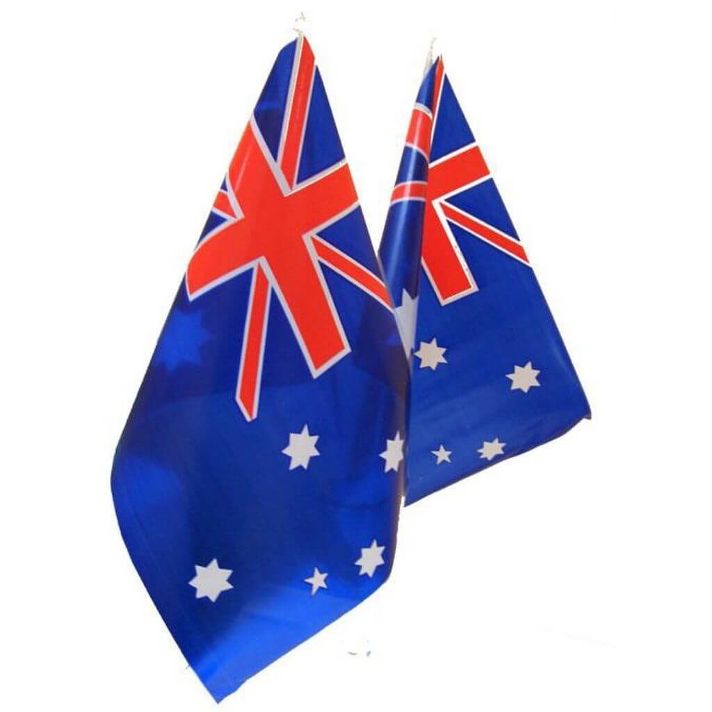 Small Australia Fabric Flag with Stick 28cm x 43cm