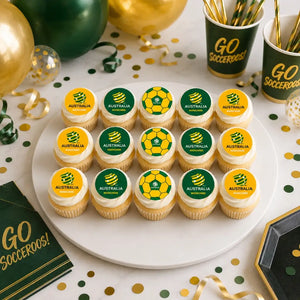 Australia Socceroos Edible Cupcake Toppers 5cm – 15 Pre-Cut Soccer Images