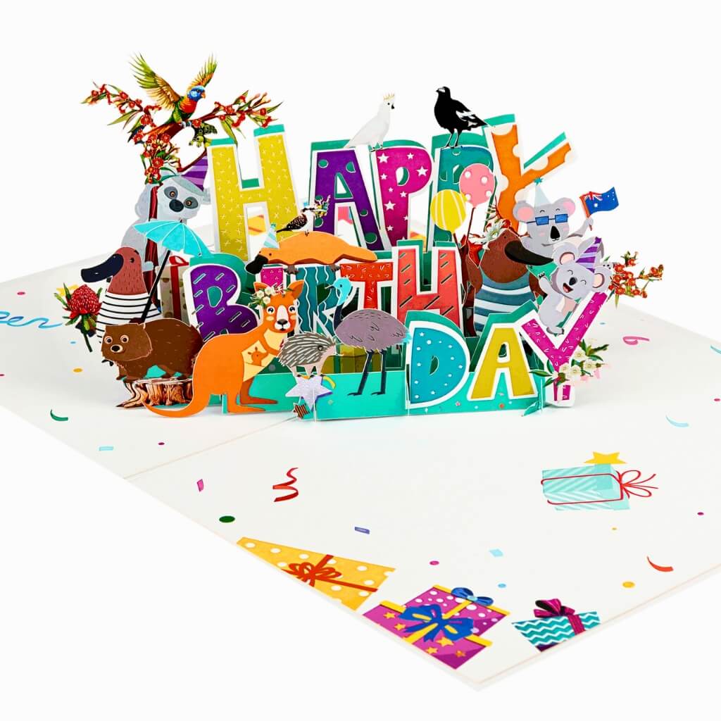 Australian Animal Happy Birthday 3D Pop Up Greeting Card