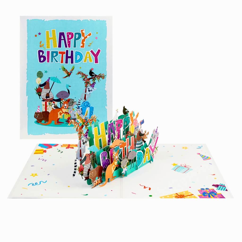 Australian Animal Happy Birthday 3D Pop Up Greeting Card