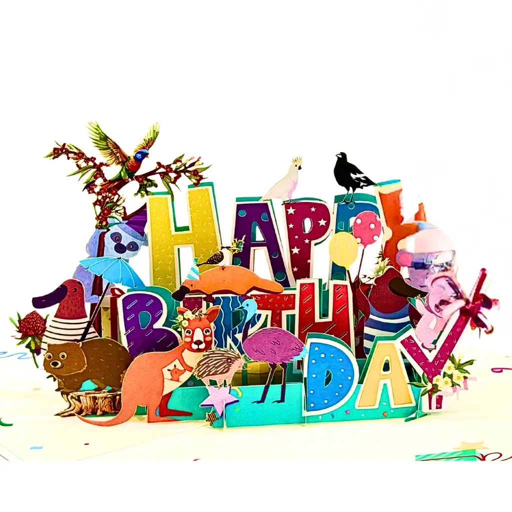 Australian Animal Happy Birthday 3D Pop Up Greeting Card
