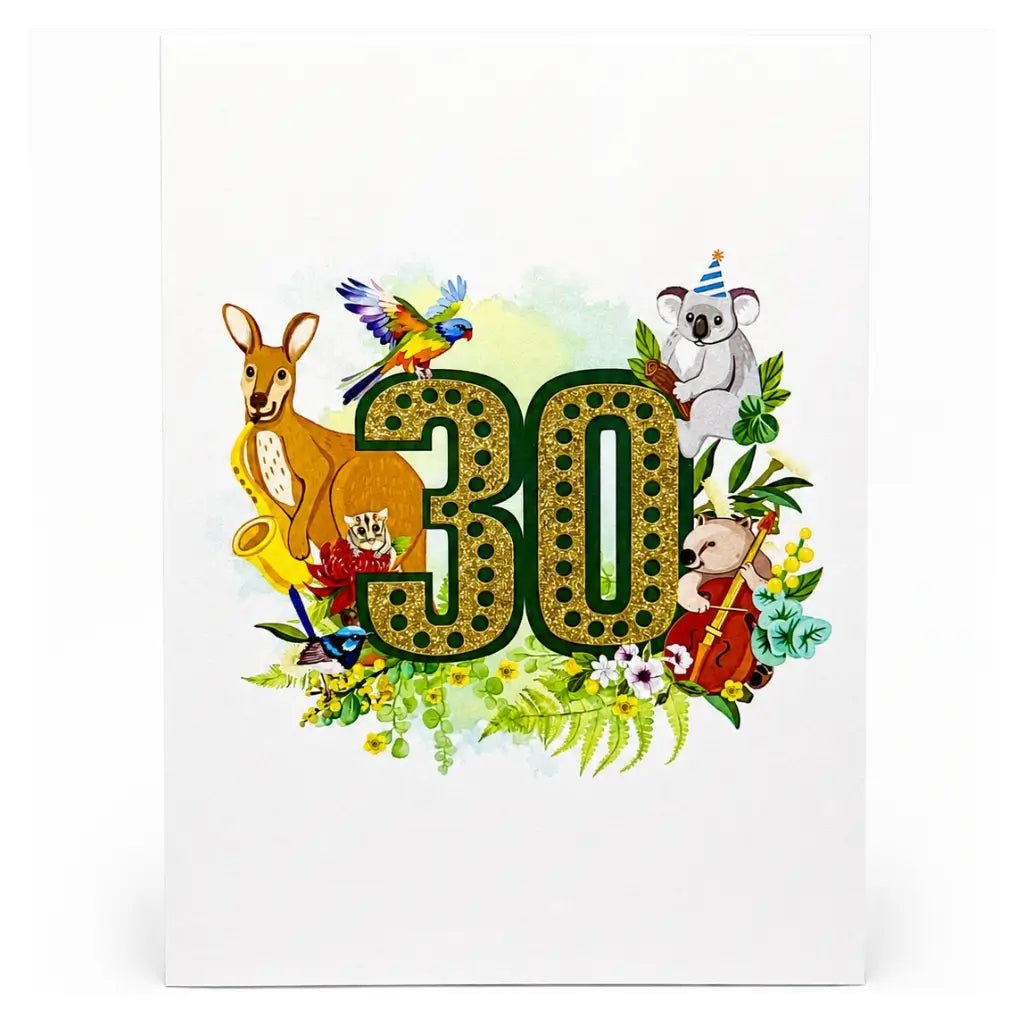 Australian Animal & Native Flower Age 30 Pop Card cover