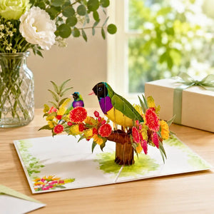 Black headed Gouldian Finch 3D pop up card