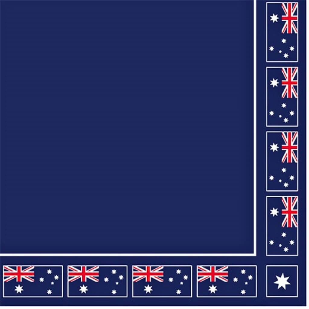 Australian flag printed lunch napkins with blue centre