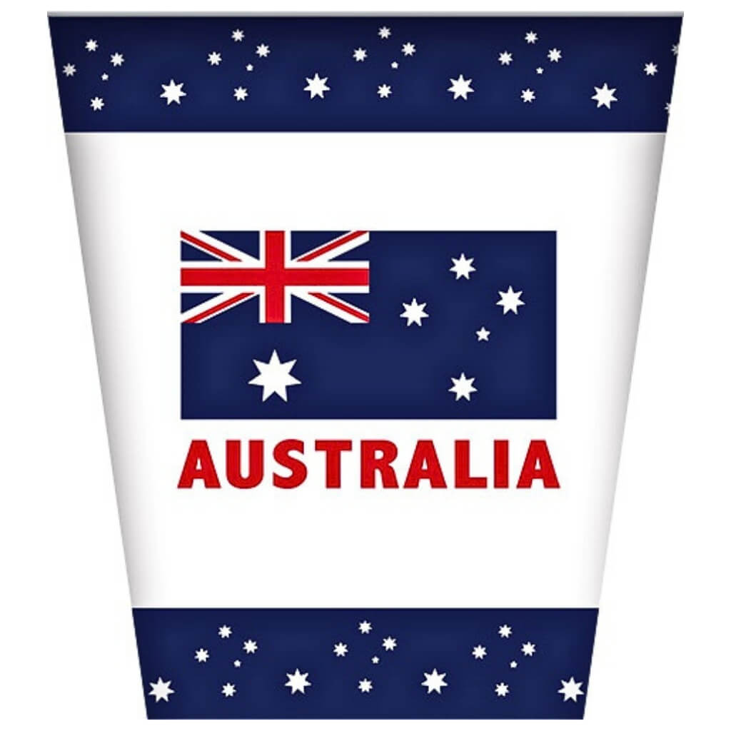 Australian Flag Paper Cup 270ml Pack of 8