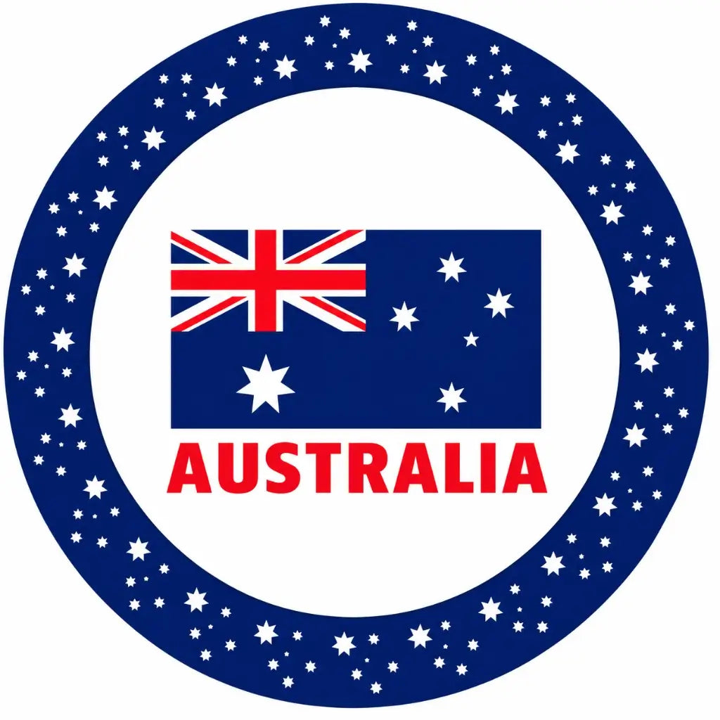 Australian flag paper party plate with red Australia lettering