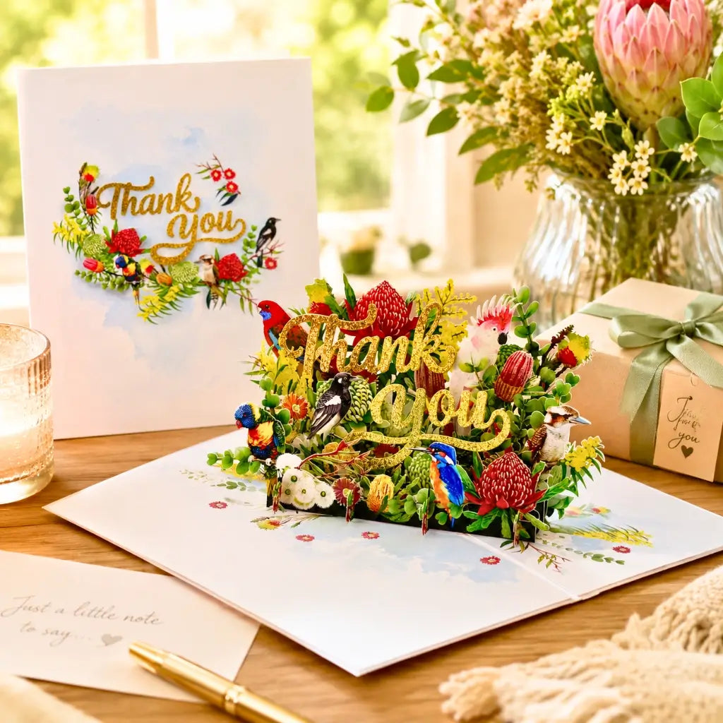Australian birds thank you greeting card