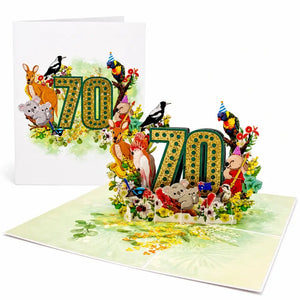 Australian themed 70th birthday card with flowers