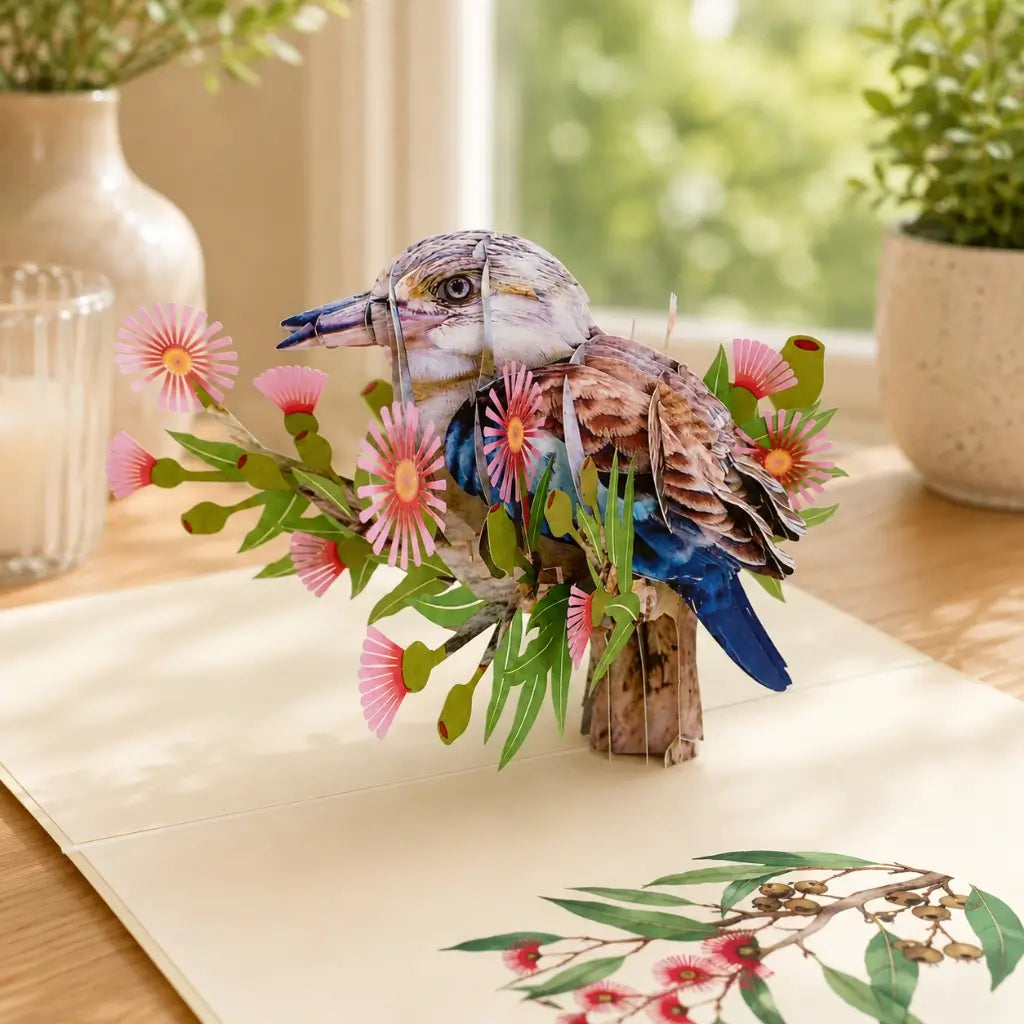Australian Native Laughing Kookaburra Bird 3D Pop Up Greeting Card