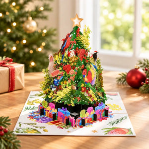Australian Native Birds & Flowers Christmas Tree Pop-Up Greeting Card