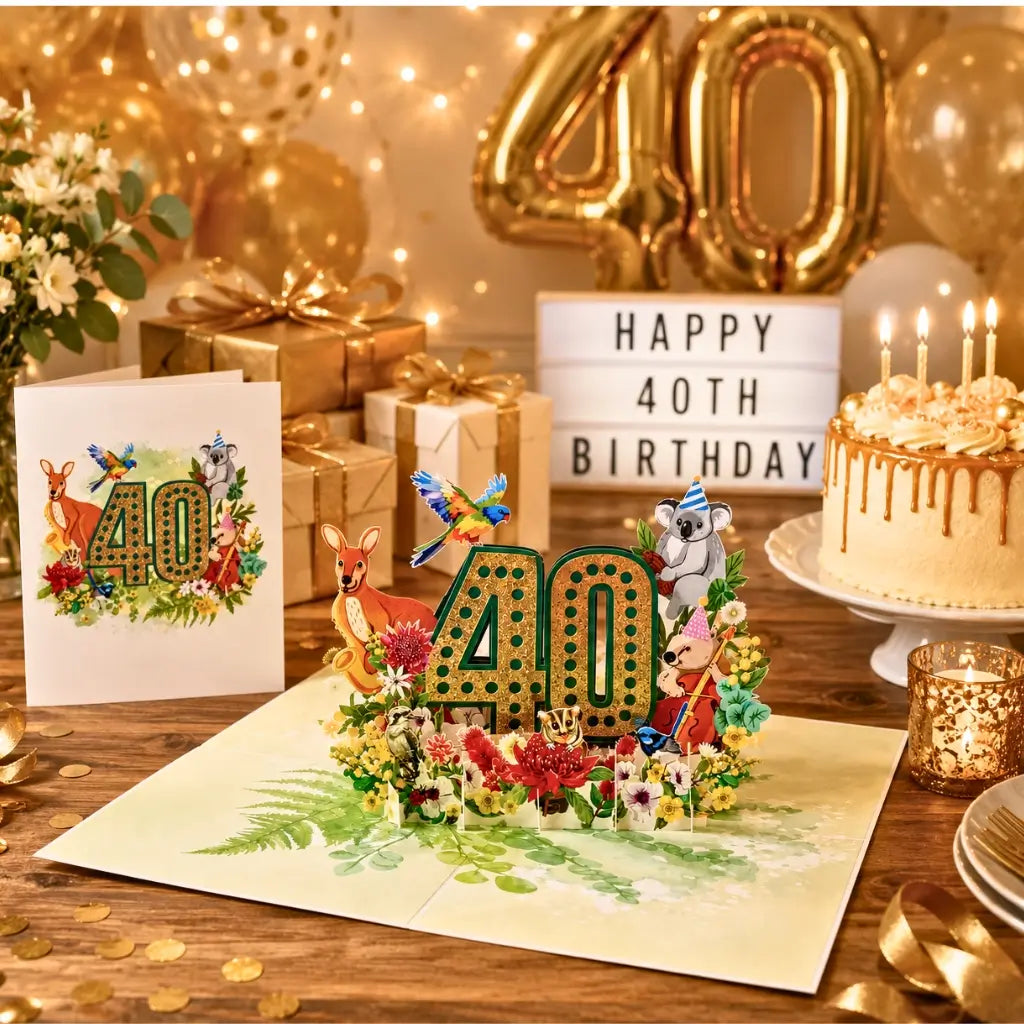 Native flower and wildlife birthday card Australia 40