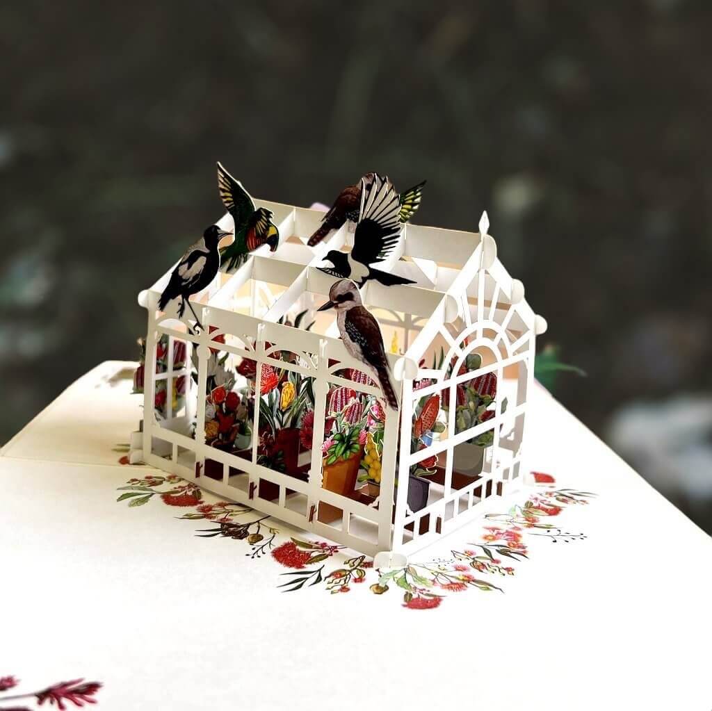 Australian Native Greenhouse Garden & Birds Pop Up Card