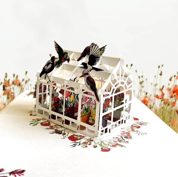 Australian Native Greenhouse Garden & Birds Pop Up Card - Image 2