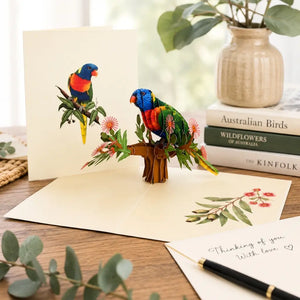 Handmade Australian Native Rainbow Lorikeet Parrot Bird 3D Pop Up Greeting Card