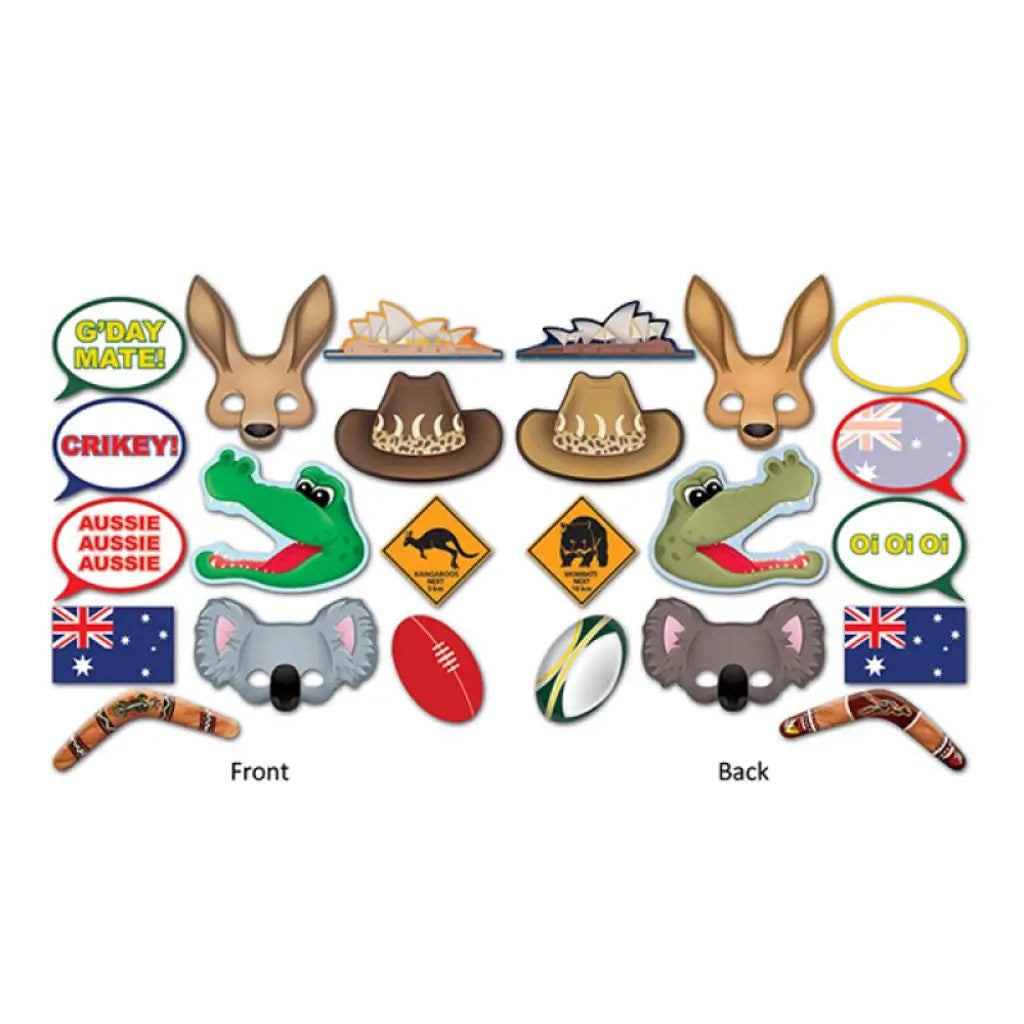 Australian Photo Booth Props Fun Signs 12pk