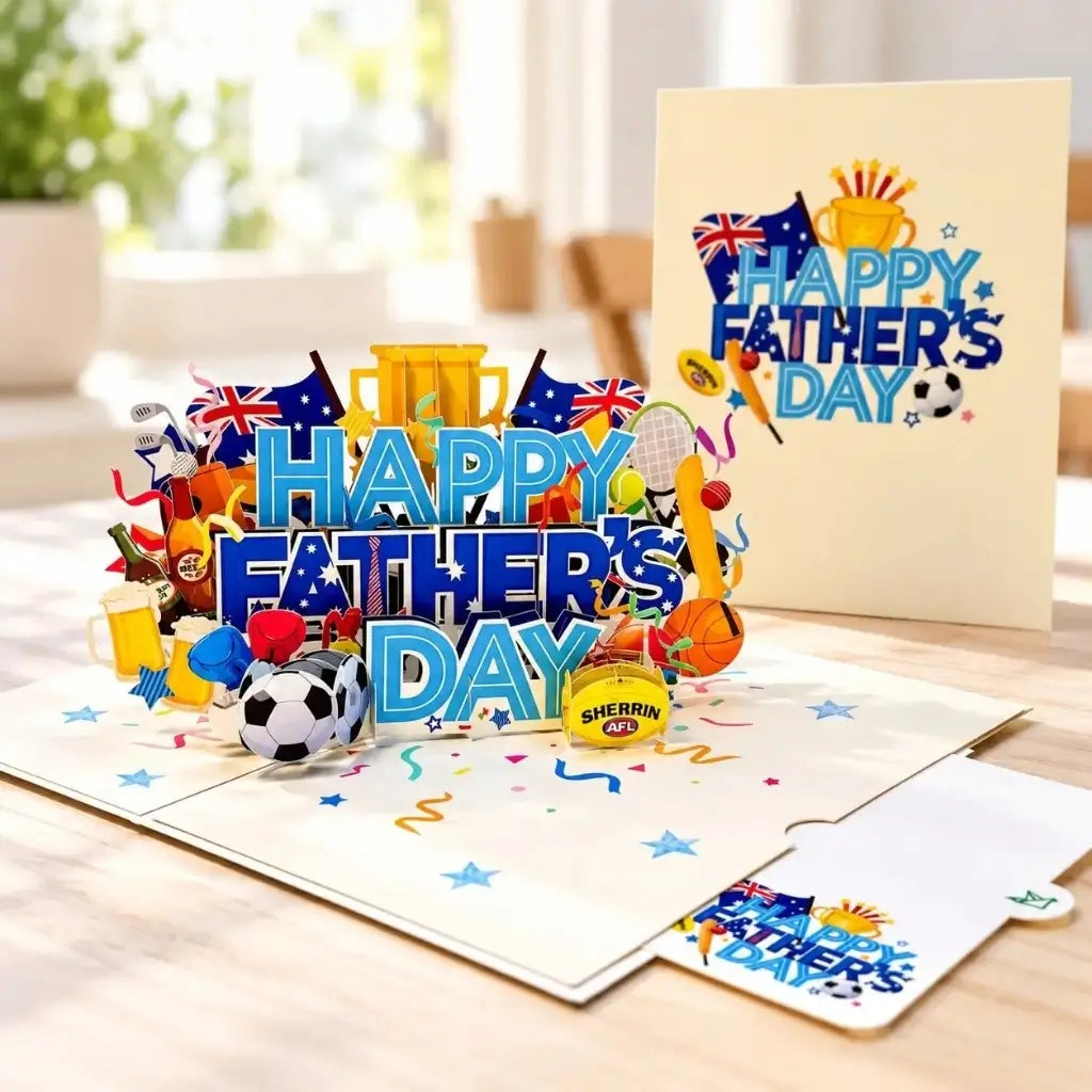 Aussie sports Happy Father’s Day 3D pop-up card for Dad