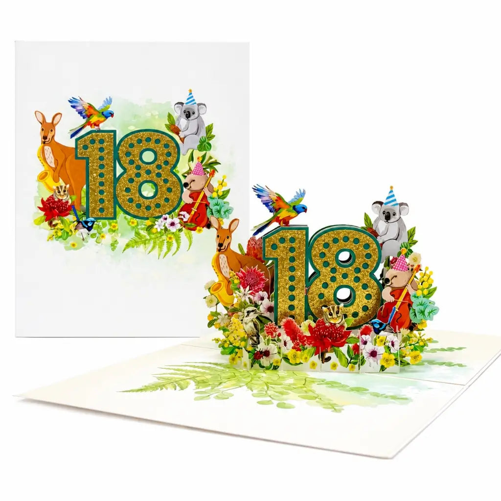 Native flower and wildlife birthday card Australia age 18